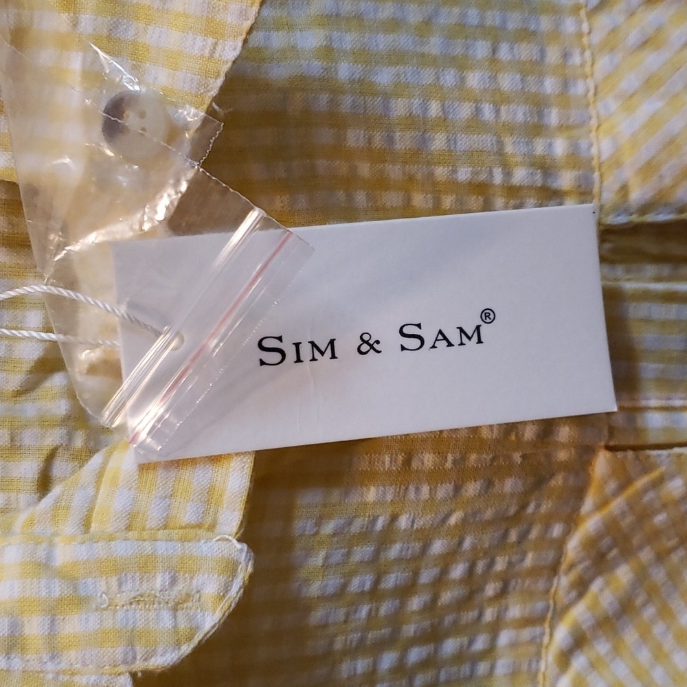 Sim & Sam NWT Sleeveless Button Front Yellow and White Check Top - Picture 2 of 6